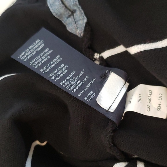 Tommy Hilfiger Men's Polo Top Black stripes Size Large 100% Cotton - Picture 7 of 11